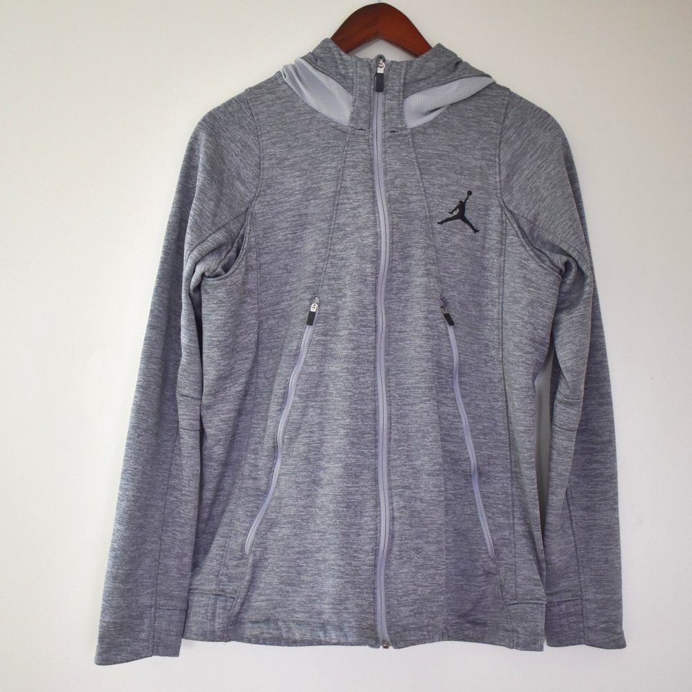 Michael Jordan marled gray fitted zip up hoodie with big pockets size medium